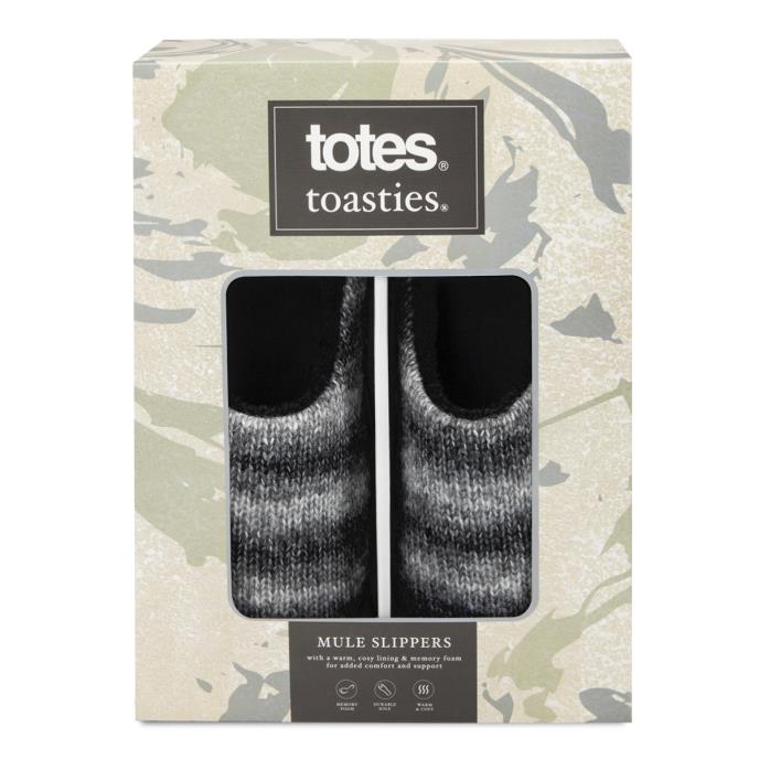 totes toasties® Mens Knitted Ombre Mule Slipper Grey Extra Image 7